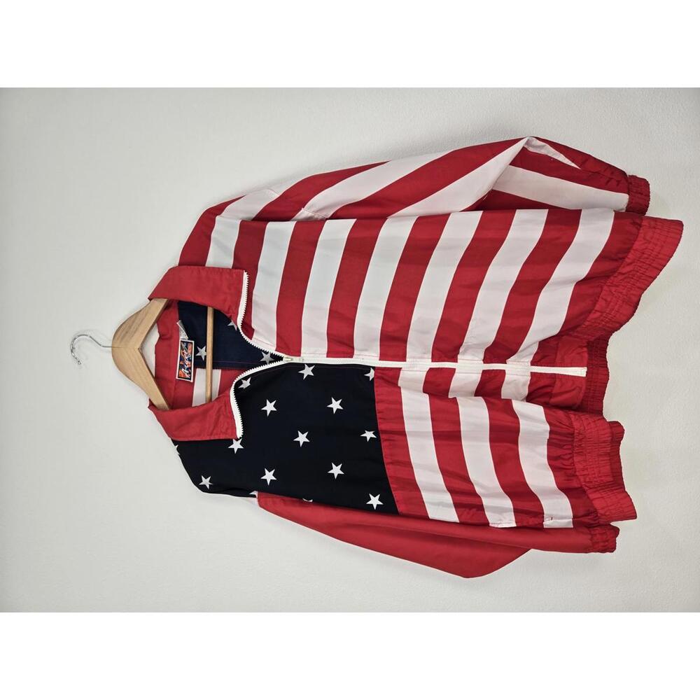 Vintage Argee Sports American Flag winbreaker Jacket Large